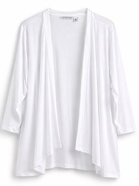Notations White Cardigan XL Lightweight Open Front Layering Casual Stretch